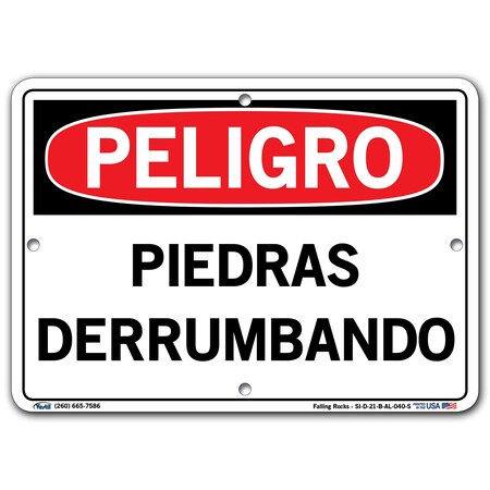 Vestil Aluminum Sign, 9-1/2" Height, 12-1/2" Width, Aluminum, Rectangle, Spanish SI-D-21-B-AL-040-S
